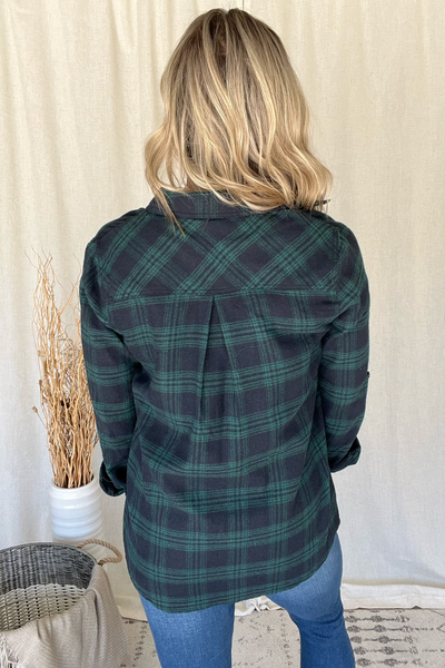 MIDNIGHT BLUE & GREEN FLANNEL SHIRT