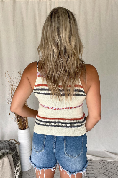 OATMEAL STRIPED KNIT TANK
