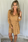 MUSTARD & BLACK FLORAL PRINTED DRESS