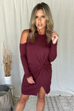 BERRY COLD SHOULDER DRESS