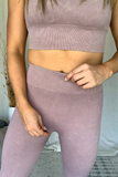 MAUVE MINERAL WASH RIBBED HIGH WAISTED LEGGING