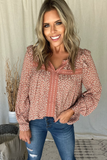 MAUVE FLORAL RUFFLE BLOUSE