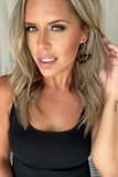 GOLD HOOP DROP EARRING WITH LEOPARD FAN CHARM