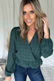 HUNTER GREEN TEXTURED BLOUSE