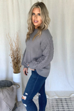 CHARCOAL BUBBLE SLEEVE SWEATER