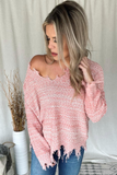 SALMON FRAYED SWEATER
