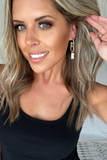 GOLD & WHITE MARBLE CHAIN DROP EARRING