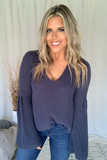 GREY BELL SLEEVE SWEATER