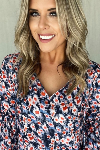 BLUE FLORAL BOHO BLOUSE