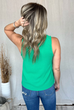KELLY GREEN SLEEVELESS KNOT TANK