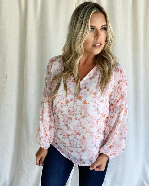 IVORY FLORAL BLOUSE