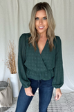 HUNTER GREEN TEXTURED BLOUSE