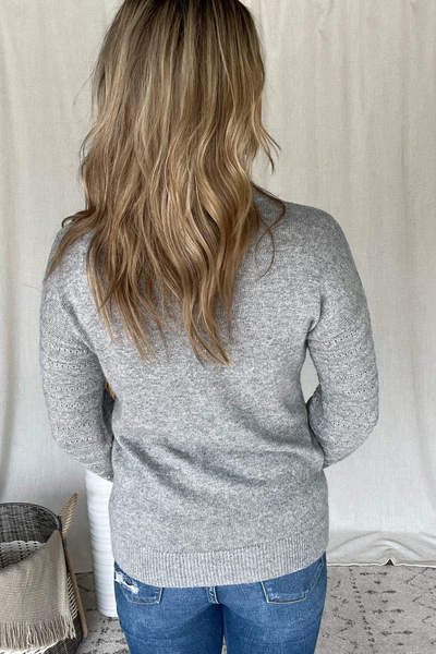 HEATHER GREY MOCK NECK SWEATER