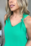 KELLY GREEN SLEEVELESS KNOT TANK