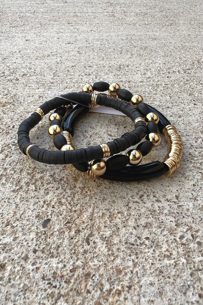 BLACK & GOLD BEADED BRACELETS