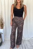 CAMEL ZEBRA PRINT PALAZZO PANTS