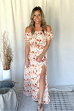 OFF WHITE FLORAL PRINT OTS MAXI DRESS