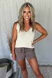 MOCHA DRAWSTRING SHORTS