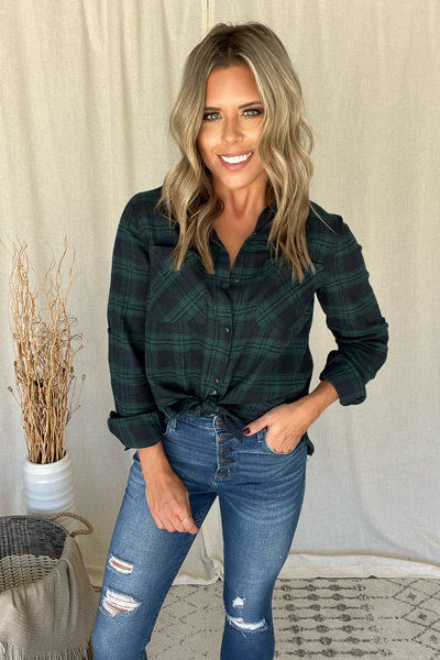 MIDNIGHT BLUE & GREEN FLANNEL SHIRT