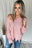 SALMON FRAYED SWEATER