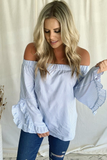 BLUE & WHITE STRIPED OTS BLOUSE