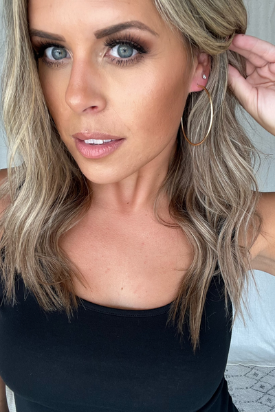 GOLD PATTERNED HOOP EARRING 2”