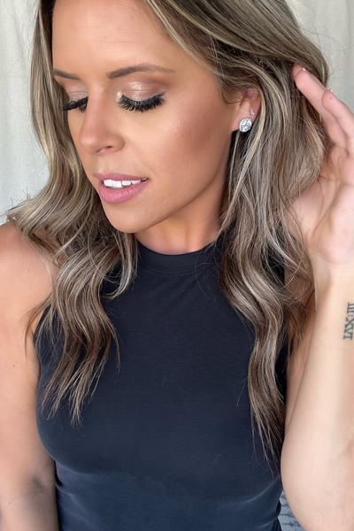 SILVER ROUND CZ STUDS