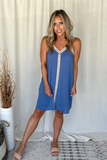 DENIM BLUE SLEEVELESS RIBBON DRESS