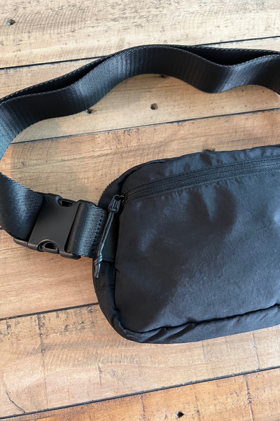 BLACK NYLON CROSSBODY BUM BAG