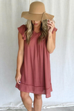 FLUTTER SLEEVE DRESS WITH CROCHET DETAIL