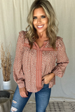 MAUVE FLORAL RUFFLE BLOUSE