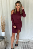 BERRY COLD SHOULDER DRESS