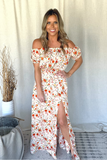 OFF WHITE FLORAL PRINT OTS MAXI DRESS