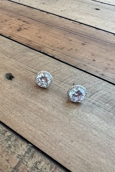 SILVER ROUND CZ STUDS
