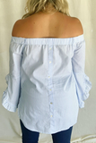 BLUE & WHITE STRIPED OTS BLOUSE