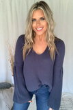 GREY BELL SLEEVE SWEATER