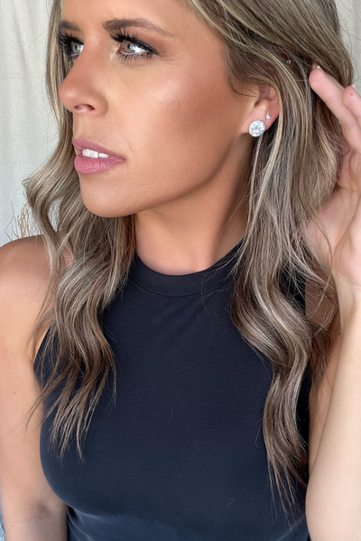 SILVER ROUND CZ STUDS