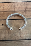 SILVER CABLE CUFF BRACELET WITH GOLD & CZ LARGE