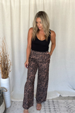 CAMEL ZEBRA PRINT PALAZZO PANTS