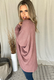 MAUVE WAFFLE KNIT COCOON CARDI