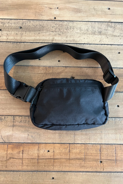BLACK NYLON CROSSBODY BUM BAG