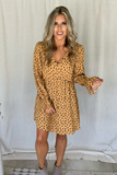 MUSTARD & BLACK FLORAL PRINTED DRESS