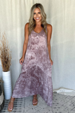 MAUVE MOCHA TIE DYE BUTTON MAXI