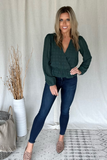 HUNTER GREEN TEXTURED BLOUSE