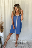 DENIM BLUE SLEEVELESS RIBBON DRESS