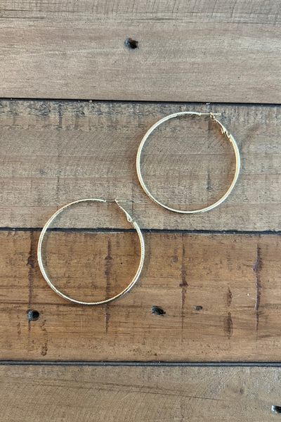 GOLD PATTERNED HOOP EARRING 2”