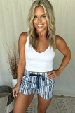 BLUE & WHITE LINEN DRAWSTRING SHORTS