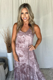 MAUVE MOCHA TIE DYE BUTTON MAXI
