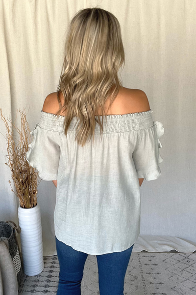 SAGE OTS RUFFLE BLOUSE