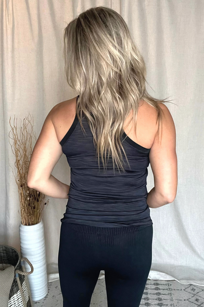 BLACK STRIPED RACERBACK TANK